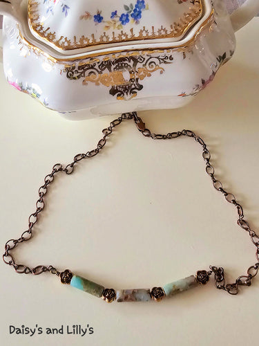 Desert Sand and Flowers Necklace and Earring Set