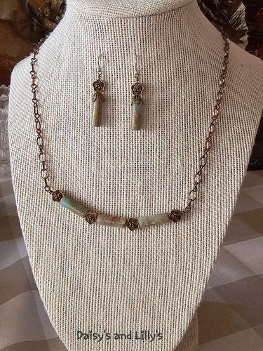 Desert Sand and Flowers Necklace and Earring Set