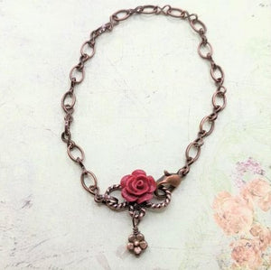 Roses Are Red Bronze Link Bracelet