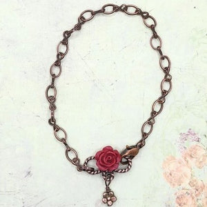 Roses Are Red Bronze Link Bracelet