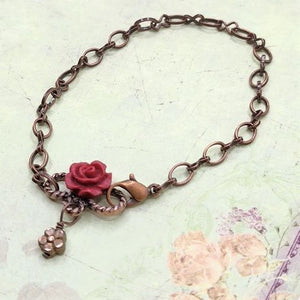 Roses Are Red Bronze Link Bracelet