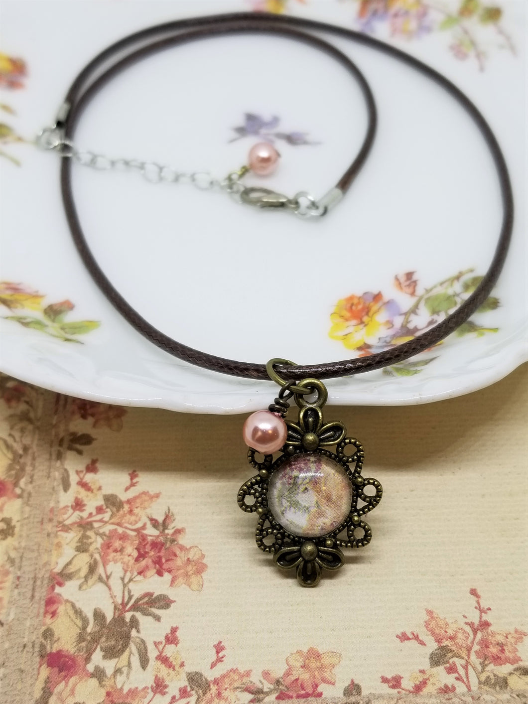 Framed Petite Flower Corded Necklace