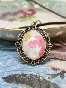 Framed Rose Corded Necklace