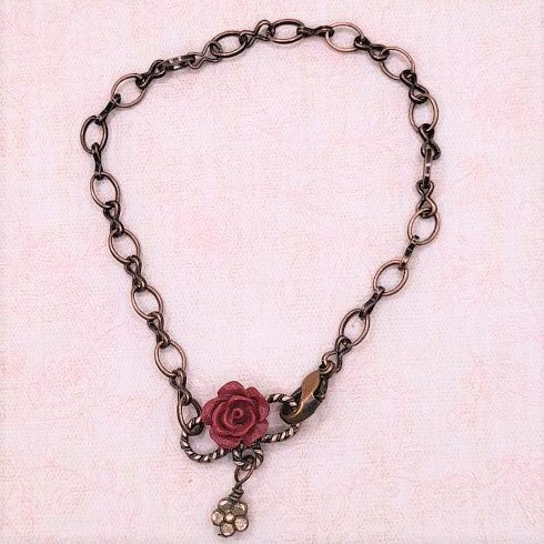 Roses Are Red Bronze Link Bracelet