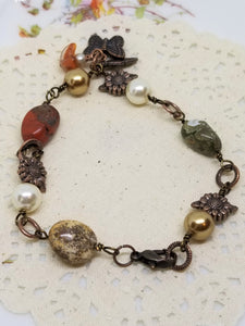 Sunflowers Butterfly and Pebble Bracelet