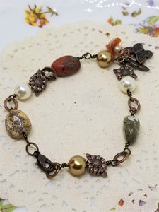 Sunflowers Butterfly and Pebble Bracelet