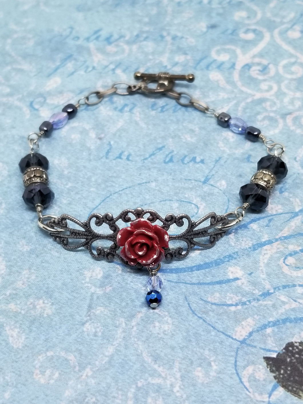 Antique Rose and Blue Sapphire Bracelet