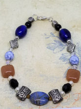 Sea Blue Metal and Beaded Bracelet