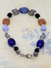 Sea Blue Metal and Beaded Bracelet