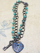 Turquoise Lock and Key Bracelet