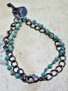 Turquoise Lock and Key Bracelet