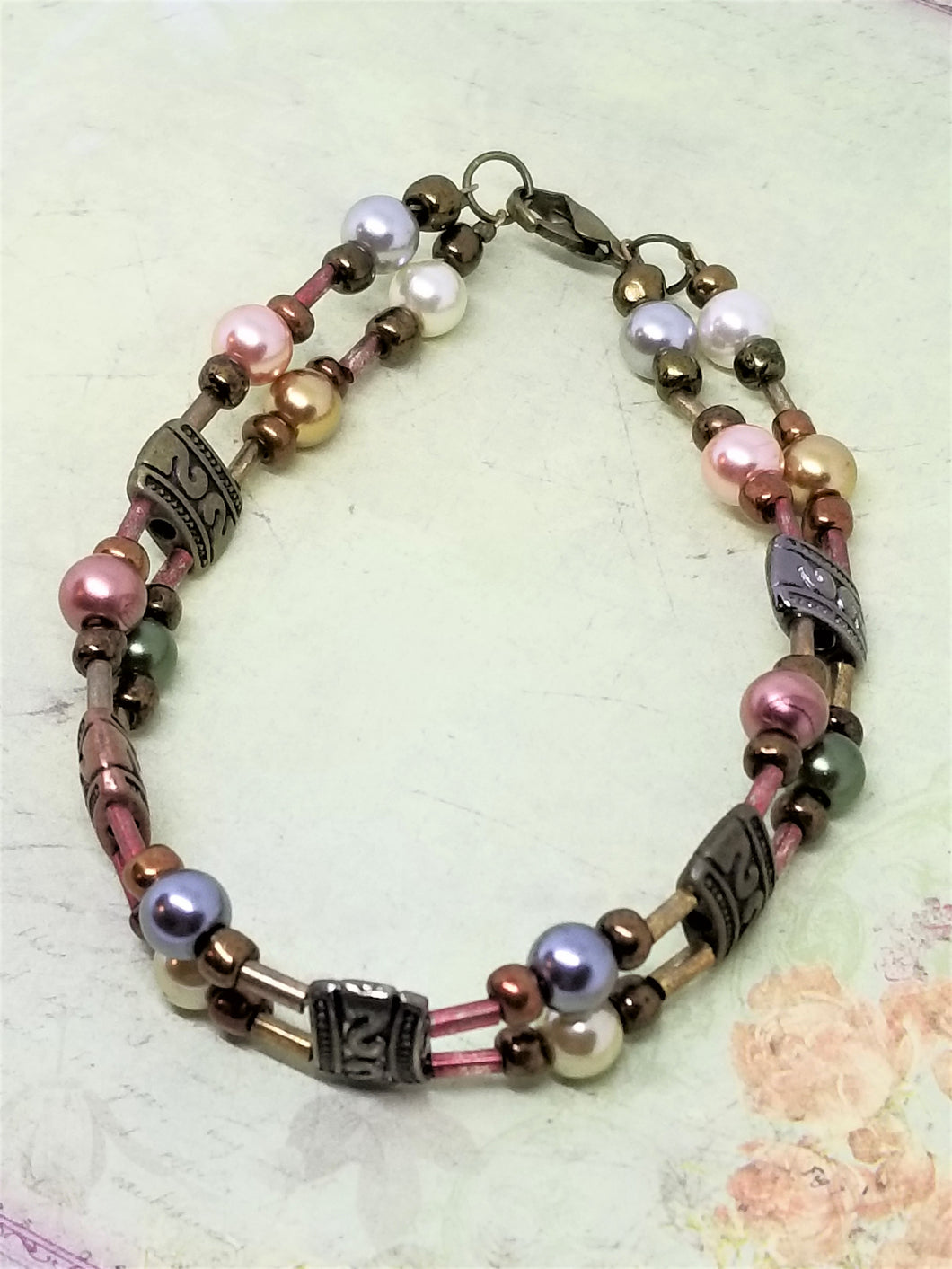 Aztec Pearl Double Row Bracelet