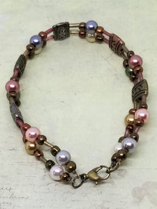 Aztec Pearl Double Row Bracelet