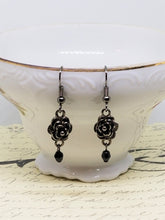 Romantic Black Rose Drop Earrings