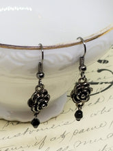 Romantic Black Rose Drop Earrings