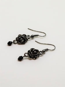 Romantic Black Rose Drop Earrings