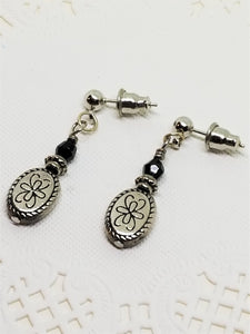 Silver Floral Coin Earrings