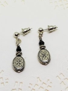 Silver Floral Coin Earrings