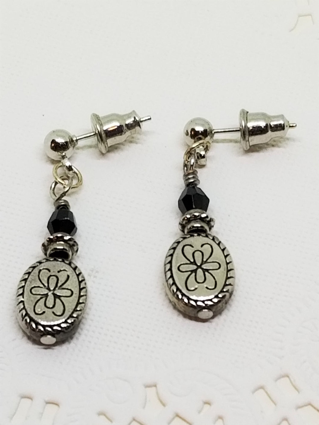 Silver Floral Coin Earrings