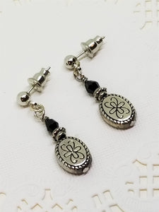 Silver Floral Coin Earrings