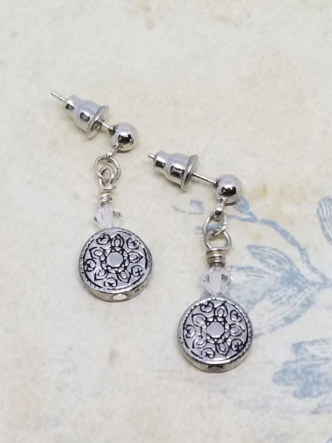 Silver Filigree Coin Earrings