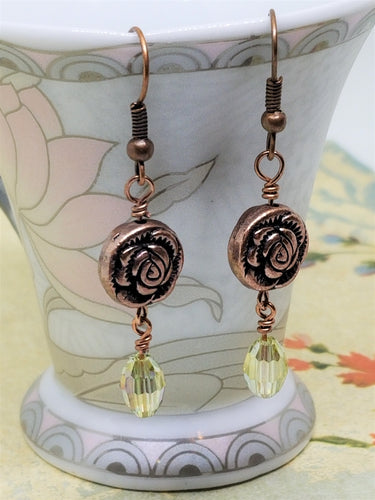 Roses and Crystal Earrings