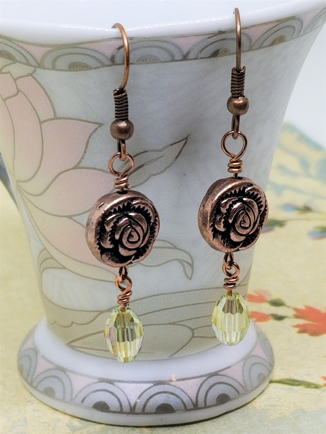 Roses and Crystal Earrings