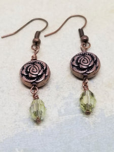 Roses and Crystal Earrings