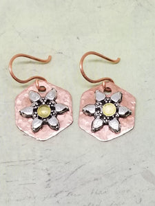 Copper and Silver Starburst Earrings