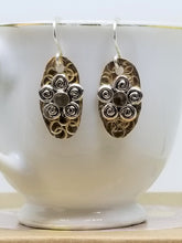 Brass and Silver Swirl Floral Earrings