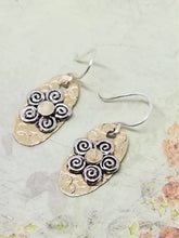 Brass and Silver Swirl Floral Earrings