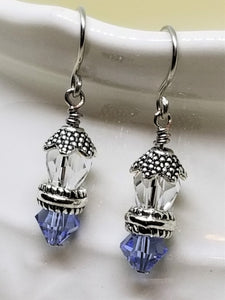 Silver and Blue Crystal Earrings