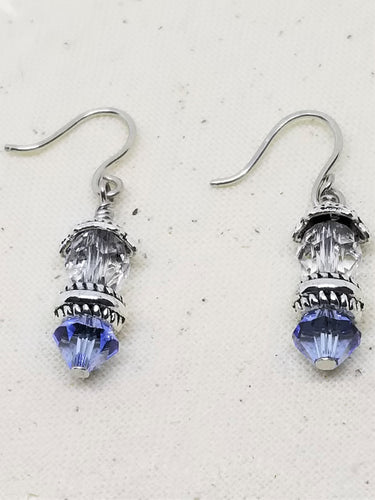 Silver and Blue Crystal Earrings