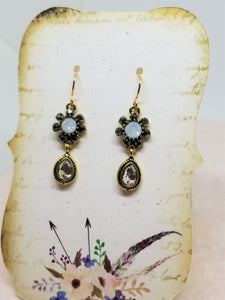 Black Daisy Opal Earrings