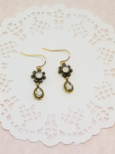 Black Daisy Opal Earrings