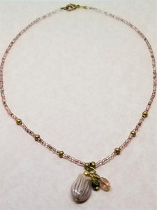 Pink Tulip Beaded Necklace