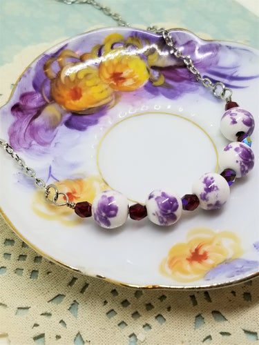 Floral Amethyst Silver Necklace