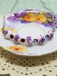 Floral Amethyst Silver Necklace