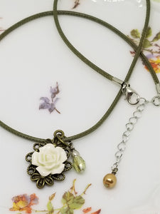 Ivory Rose Corded Necklace