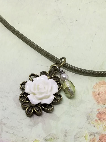 Ivory Rose Corded Necklace