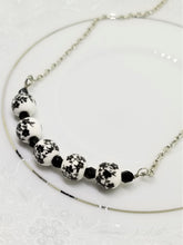 Dainty Black Floral Silver Necklace