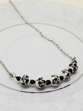 Dainty Black Floral Silver Necklace