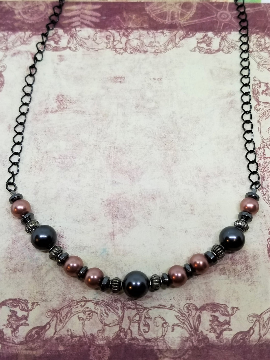 Cathedral Mauve and Gray Pearl Necklace